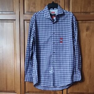 Awareness Kenneth Cole Men's Purple White Checkered Shirt Size Large Neck 16